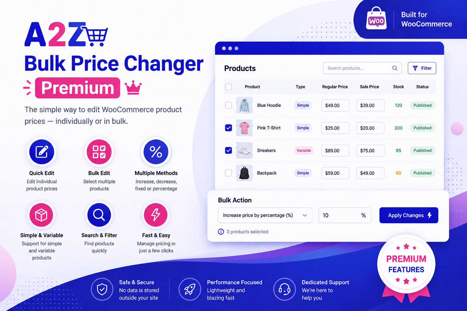 A2Z Bulk Price Changer Premium WooCommerce pricing interface