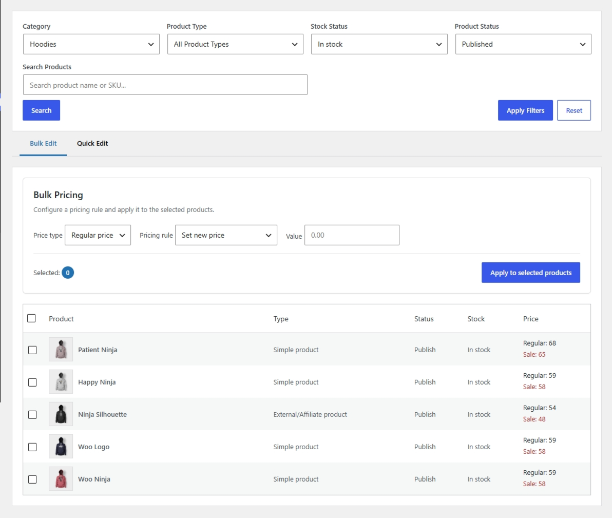 A2Z Bulk Price Changer Premium bulk product price editing interface