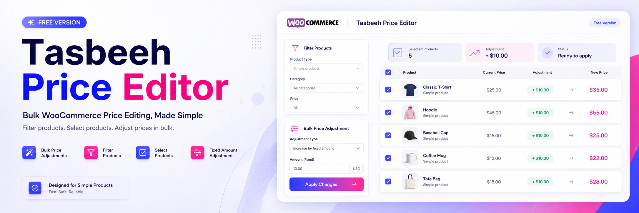 Tasbeeh Price Editor WooCommerce bulk pricing interface